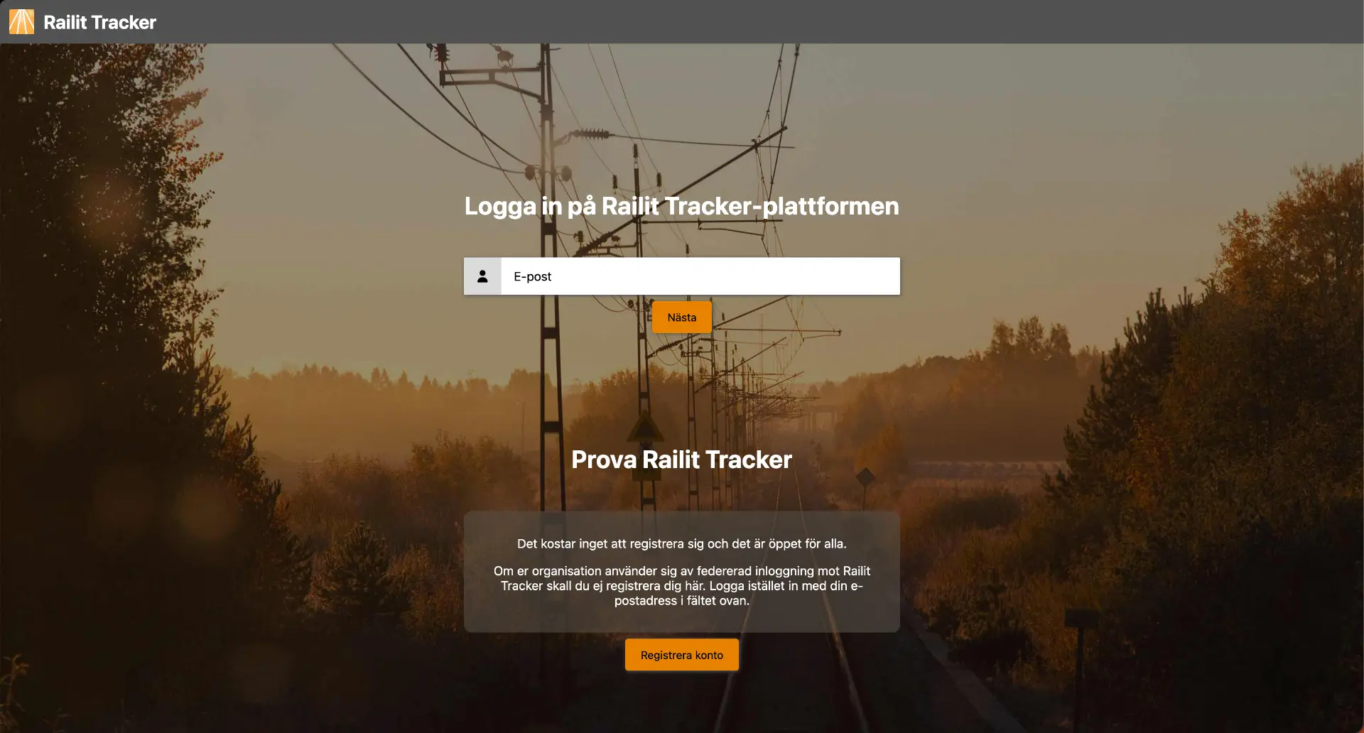 Skärmbild av Railit Tracker
