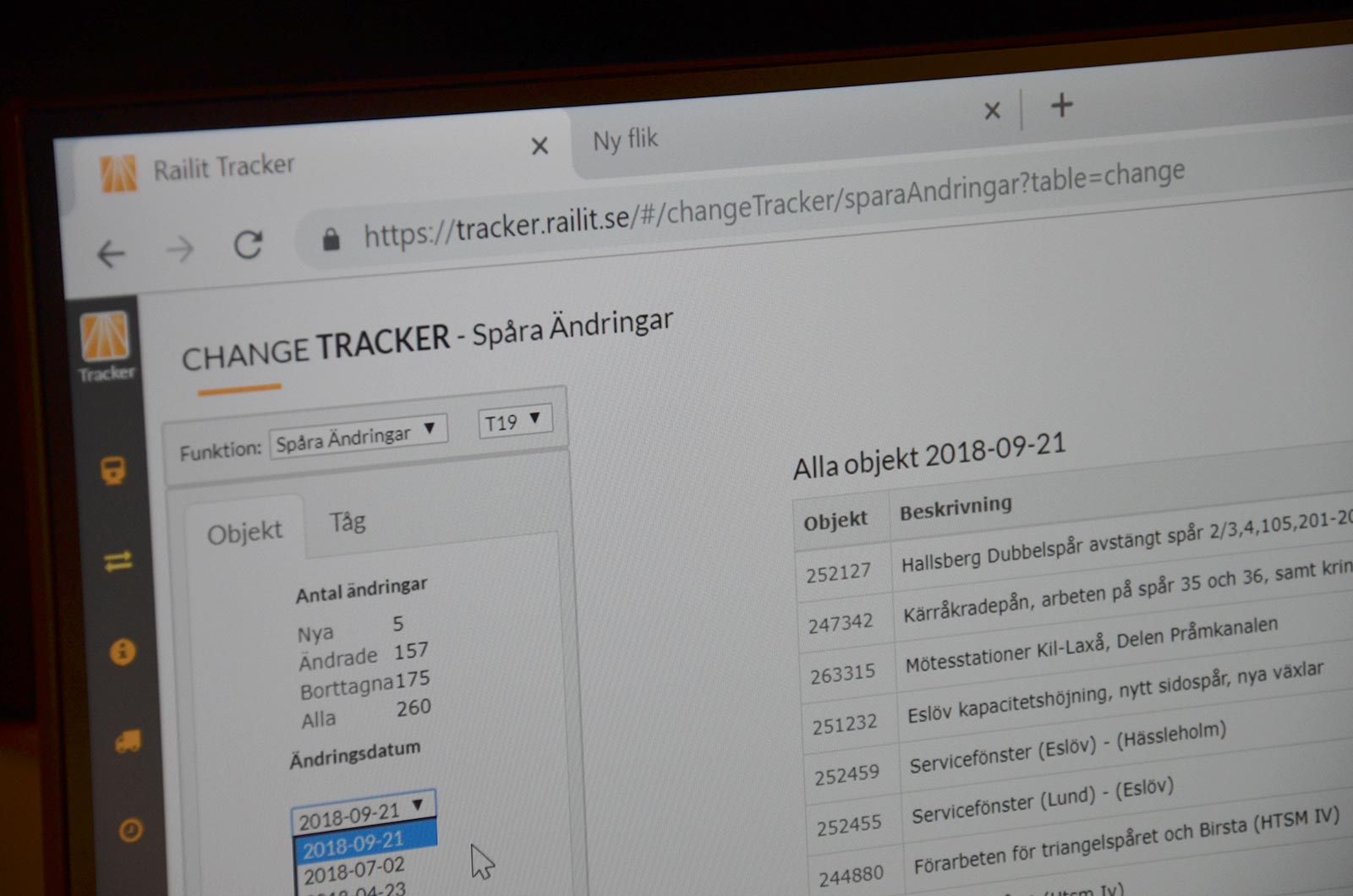 Change Tracker -detaljvy
